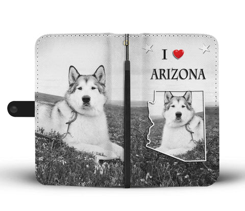 Alaskan Malamute Dog Print Wallet CaseAZ State