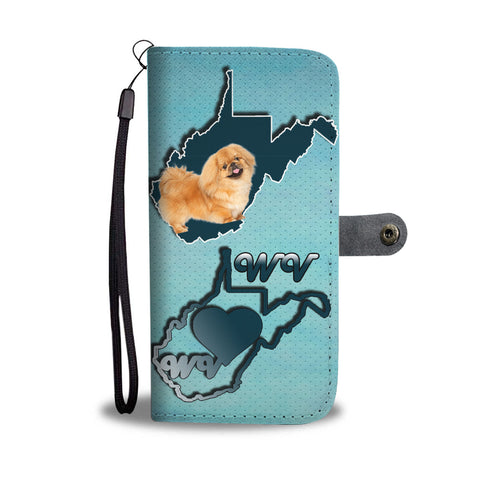 Cute Pekingese Dog Print Wallet CaseWV State