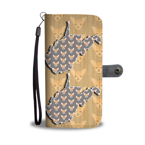 Cute Chihuahua Dog Pattern Print Wallet CaseWV State