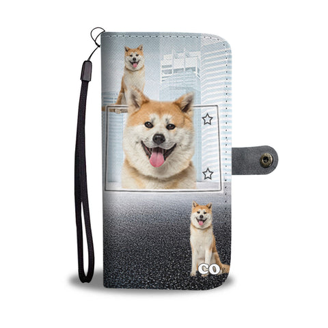 Akita Dog Print Wallet CaseCO State