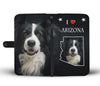 Lovely Border Collie Print Wallet CaseAZ State