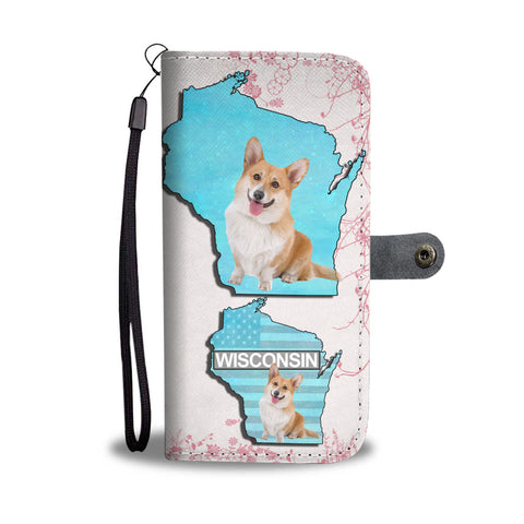 Cardigan Welsh Corgi Dog Print Wallet CaseWI State