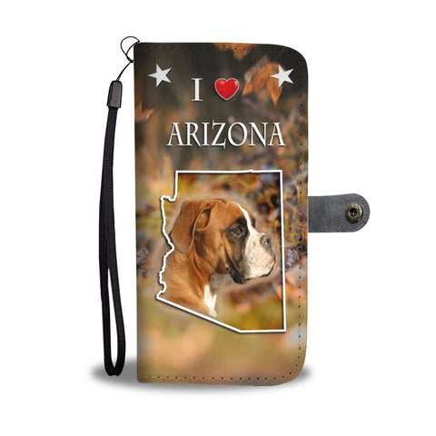 Boxer Dog Print Wallet CaseAZ State