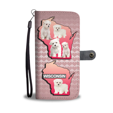 Cute Maltese Dog On Pink Print Wallet CaseWI State