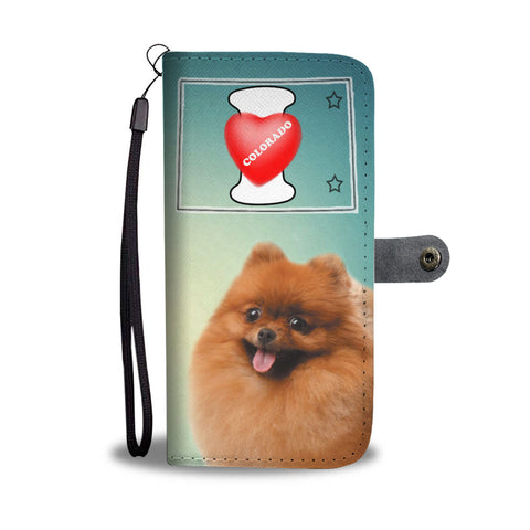 Pomeranian Dog Print Wallet CaseCO State