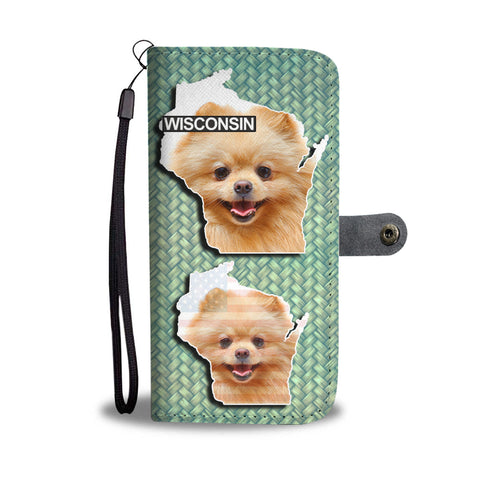 Cute Pomeranian Dog Print Wallet CaseWI State