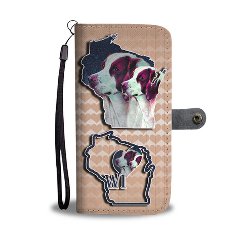 Brittany Dog Art Print Wallet CaseWI State