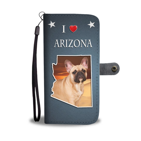 Cute French Bulldog Print Wallet Case AZ State