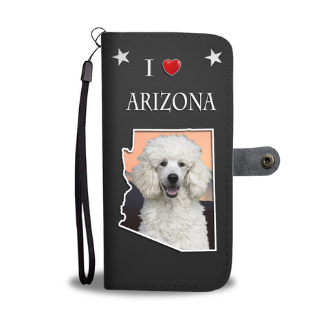 Cute Poodle On Black Print Wallet CaseAZ State