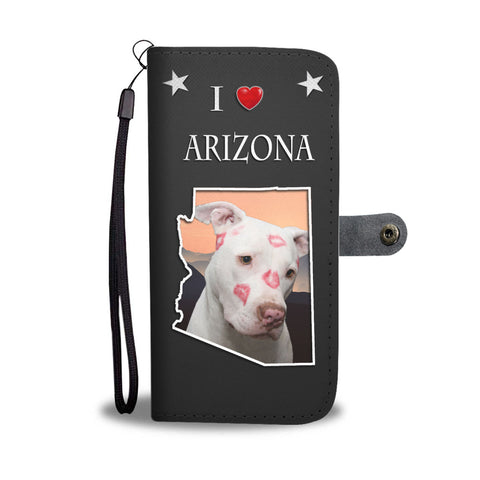 Pit Bull Terrier Print Wallet CaseAZ State
