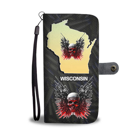Limited EditionGun And Skull Print Wallet CaseWI State
