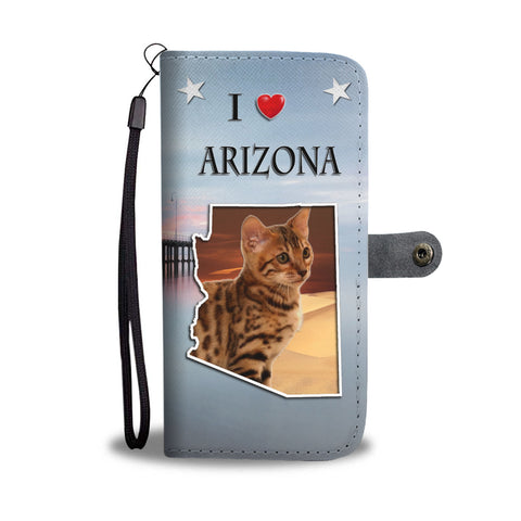 Lovely Bengal Cat Print Wallet CaseAZ State