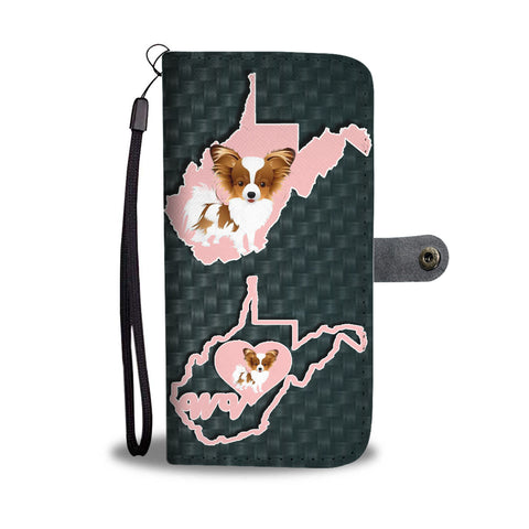 Lovely Papillon Dog Print Wallet CaseWV State