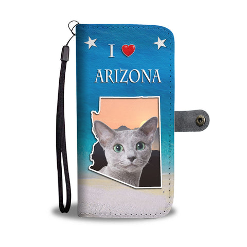 Russian Blue Cat Print Wallet CaseAZ State