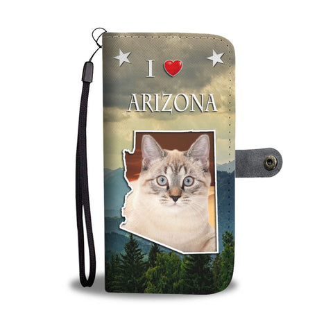 Cute American Bobtail Cat Print Wallet CaseAZ State