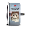 Cute Scottish Fold Cat Print Wallet CaseAZ State