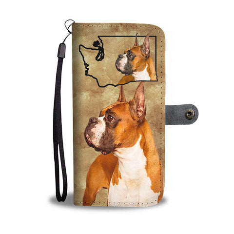 Boxer Dog Print Wallet CaseWA State