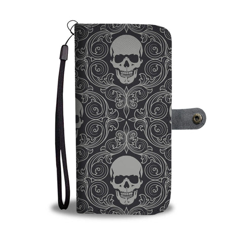 Skulls Print Wallet Case