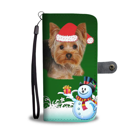 Yorkshire Terrier (Yorkie) Green Christmas Print Wallet Case