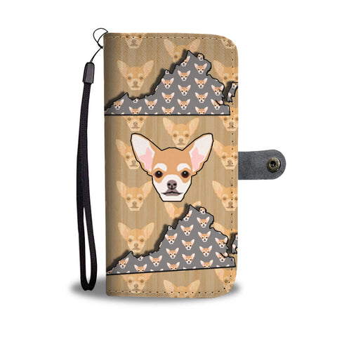 Chihuahua Dog Pattern Print Wallet CaseVA State
