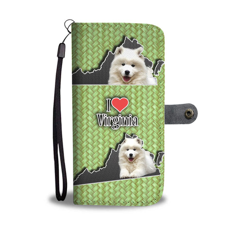 Cute Samoyed Dog Print Wallet CaseVA State