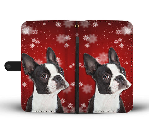 Boston Terrier Christmas Print Wallet Case