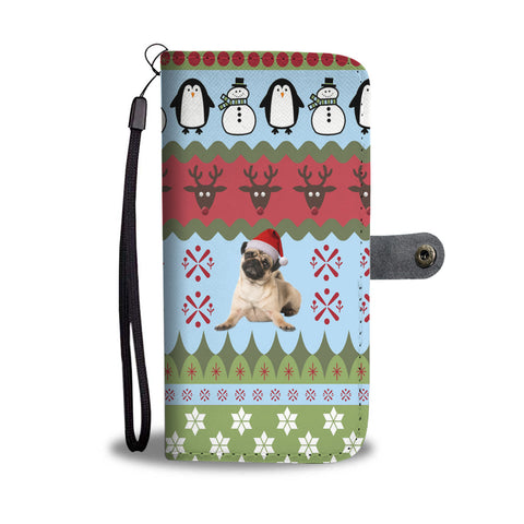 Pug Dog Christmas Print Wallet Case