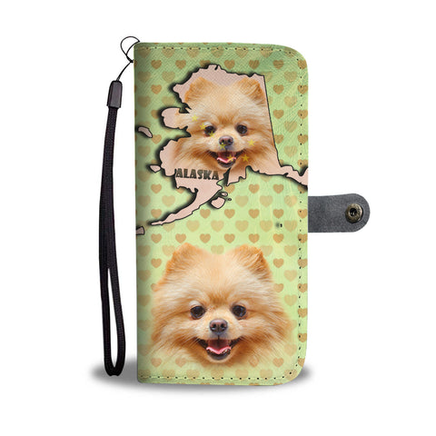 Lovely Pomeranian Dog Print Wallet CaseAK State