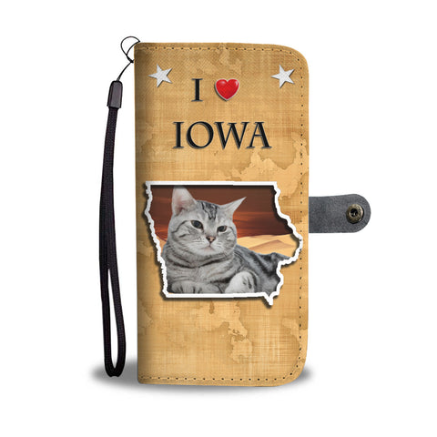 American Shorthair Cat Print Wallet CaseIA State