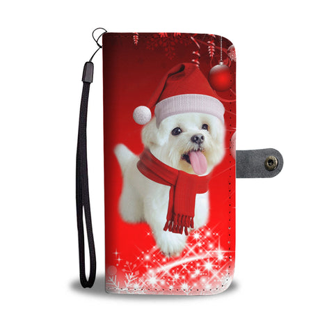 Cute Maltese Christmas Print Wallet Case