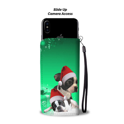 Boston Terrier Christmas Print Wallet Case