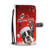 Cute Boston Terrier Red Christmas Print Wallet Case