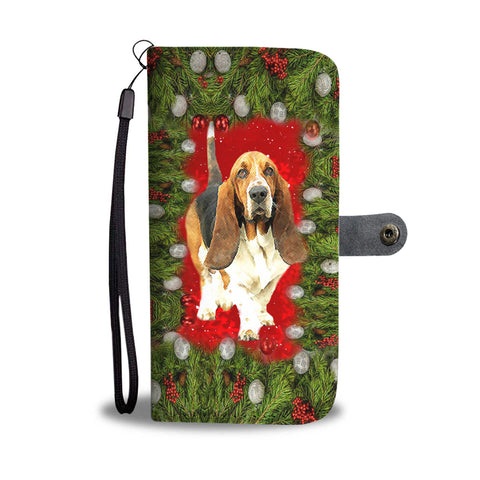 Basset Hound Dog Christmas Print Wallet Case