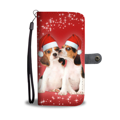 Cute Beagle Christmas Print Wallet Case