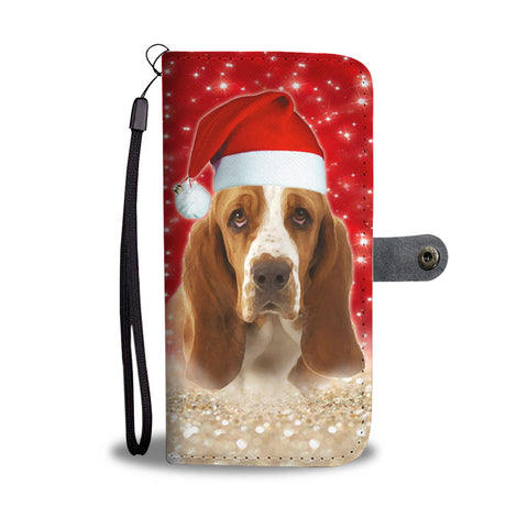 Basset Hound On Christmas Print Wallet Case