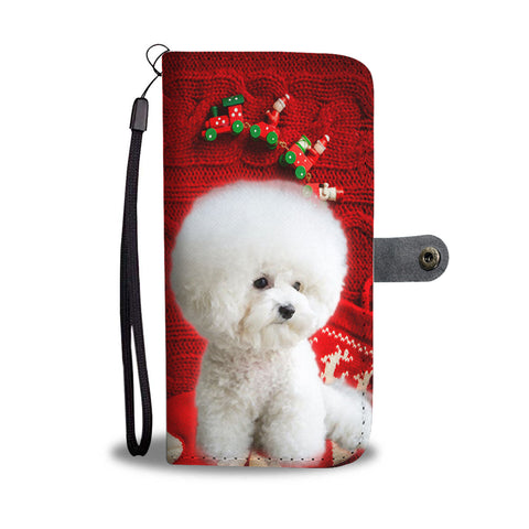 Bichon Frise On Christmas Print Wallet Case