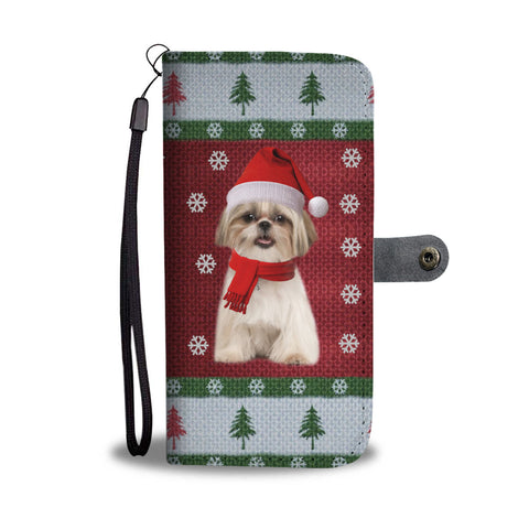 Shih Tzu Dog Christmas Print Wallet Case