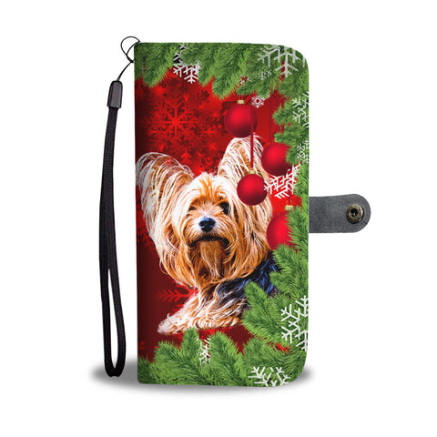 Cute Yorkie Christmas Print Wallet Case