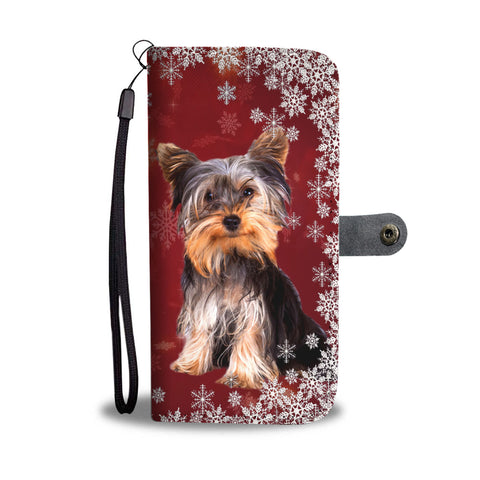 Cute Yorkshire Terrier Christmas Print Wallet Case