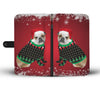 Bulldog Red Christmas Print Wallet Case