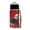 Bulldog Red Christmas Print Wallet Case