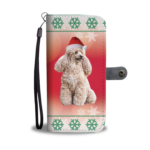 Cute Poodle Dog Christmas Print Wallet Case