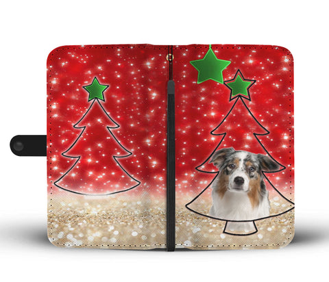 Australian Shepherd On Christmas Print Wallet Case