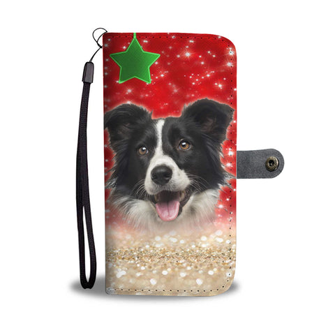 Border Collie On Christmas Print Wallet Case