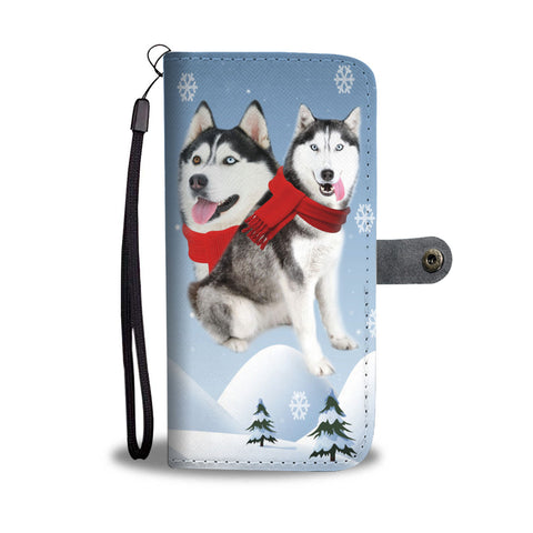 Amazing Siberian Husky Christmas Print Wallet Case