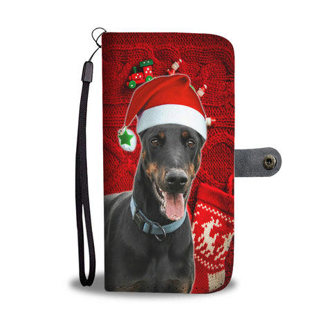 Doberman Pinscher On Christmas Print Wallet Case