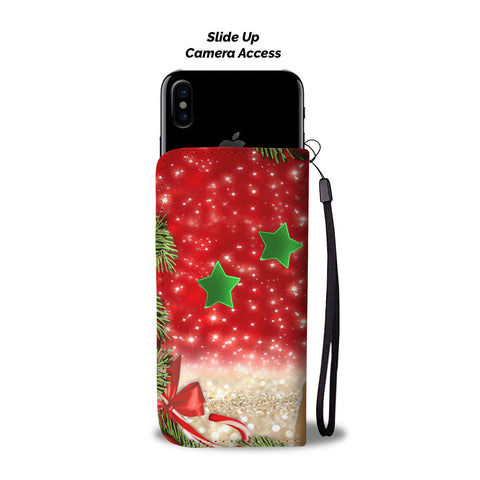 Akita Inu Dog On Christmas Print Wallet Case