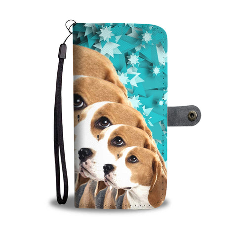 Lovely Beagle Dog Christmas Print 3D Wallet Case