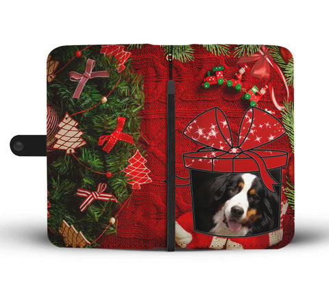 Bernese Mountain Dog On Christmas Print Wallet Case