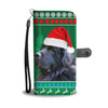 Newfoundland Dog Green Christmas Print Wallet Case